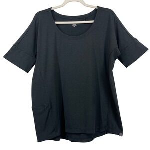 Toad&Co Size Large T-Shirt Black Eco Tencel Blend Side Zip Pocket Relaxed Fit